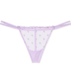 VS PINK Purple Heart Wink V-String Thong Panty Lingerie XS NWT